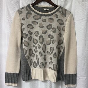 Entro Splendid Collection Toasted Leopard Sweater Size Small Cheetah Wool Blend